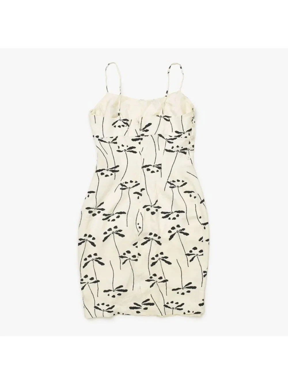 Chanel Mini Dress White Black Dragonfly Rayon Acetate Vintage